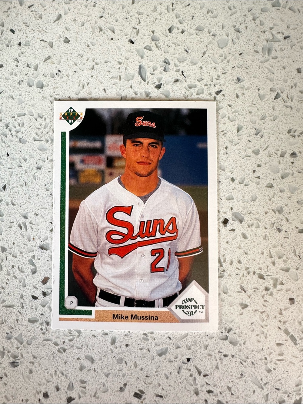 Mike Mussina Suns Baseball Card - White & Orange Jersey